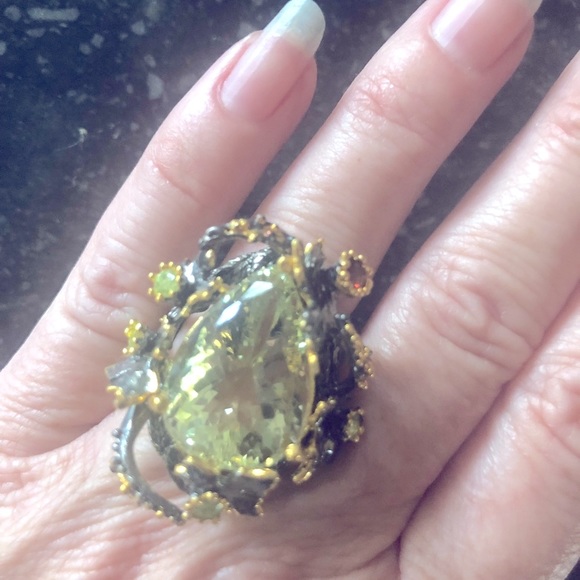 Prasiolite Green Amethyst Stunning Statement Ring - Picture 5 of 7